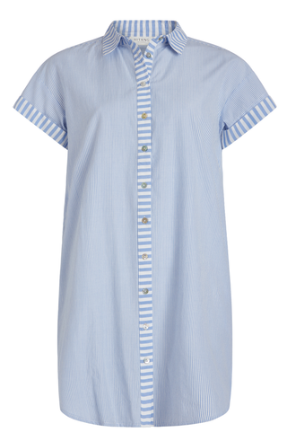 Riga Short Sleeve Short Dres - Blue Stripes