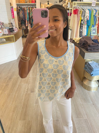 Blue Heart Crochet Tank