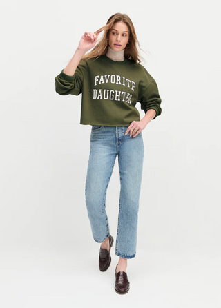 Cropped Collegiate Sweatshirt - Smoketree/Gardenia