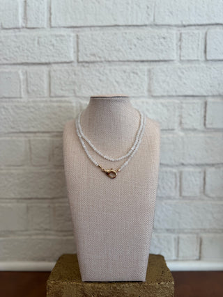 The Long Heather Beaded Charm Necklace - Ivory