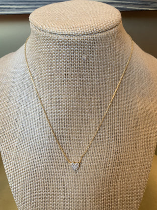 Petite Pave Heart Necklace - Gold