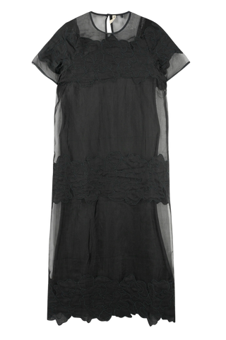 Lugano Organza Dress In Black Waterlily