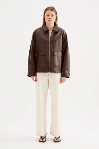 Yaz Faux Leather Jacket - Raisin