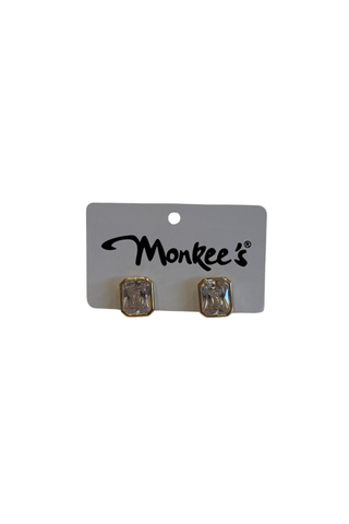 The Cleo Bezel Earring - Rectangle Stud