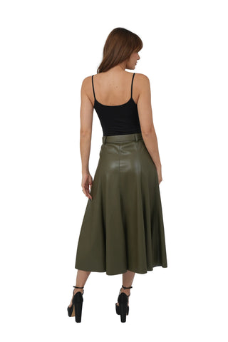 The Mercedes Vegan Leather Skirt - Belted