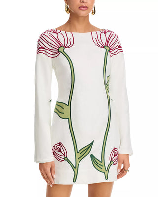 Flower Long Sleeve Mini Dress