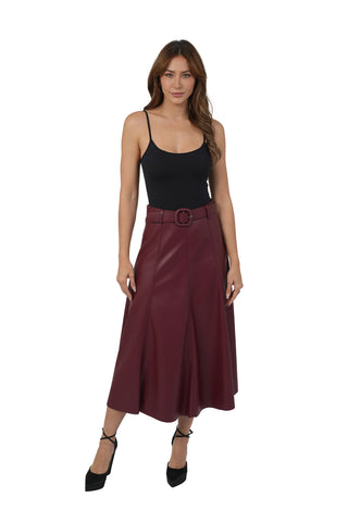 The Mercedes Vegan Leather Skirt - Belted
