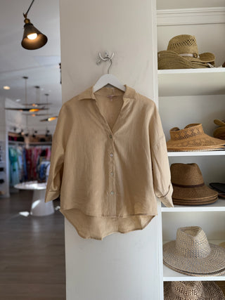 Camille Linen Top - Sand