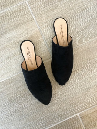 Raleigh Label Slides - Black Suede