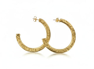 Hammered Arlene Hoops - Brushed 18k Gold