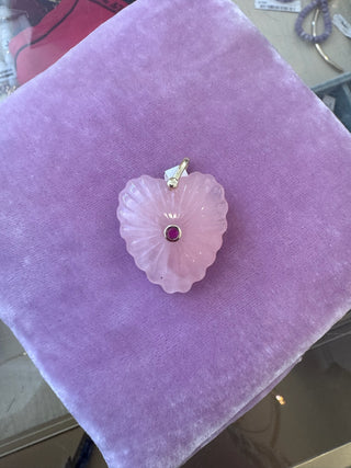 Gemstone Heart Charm - Pink Quartz