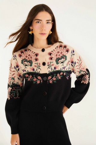 Belle Garden Mixed Knit Cardigan