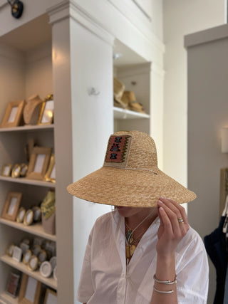 Straw Sun Hat - Kilim Patch