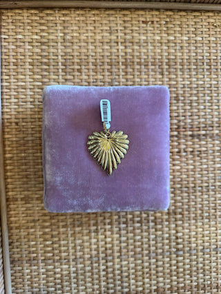 Gold Sunburst Heart Charm - Large