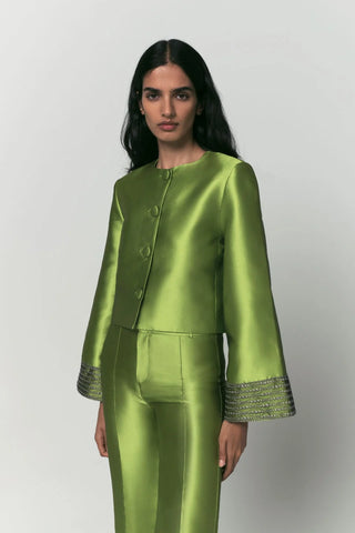 Ruby Smart Satin Jacket - Light Green