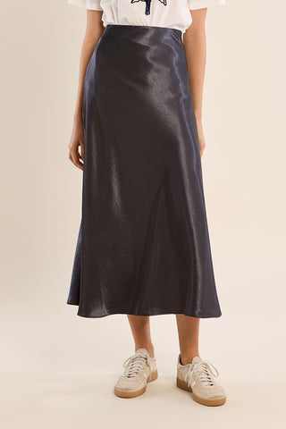 The Addison Maxi Skirt - Gun Metal