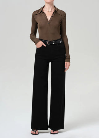 Lyra Long Wide Leg In Plush Black