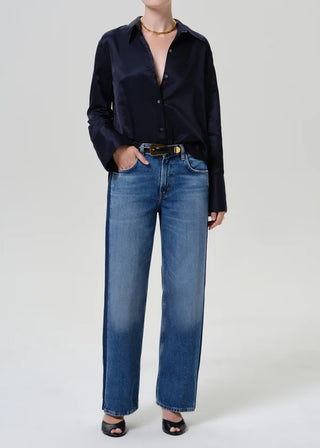 Lindz Easy Straight W/ Tuxedo Stripe In Liro