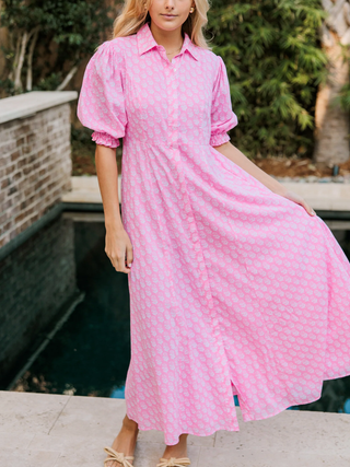 Rosie Dress - Pink Marigolds