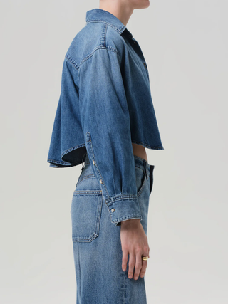 Ana Cropped Shirt - Blue