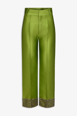 Yoshitomo Satin Straight Leg Pants - Light Green
