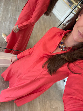 Classic Shirtdress - Cranberry