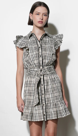 Mabel Belted Plaid Mini Dress