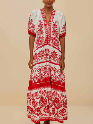 Boho Garden Off-White Midi Dress