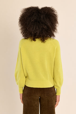 The Lacy Button Up Sweater - Lime Green