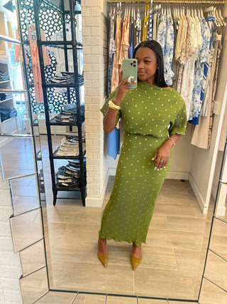 Khaki Plisse Tilly Dress