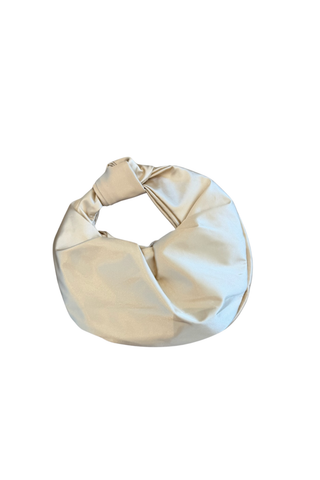 The Mallory Satin Knot Handbag - Champagne