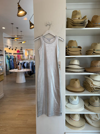 Silver Metallic Ribbed Dress