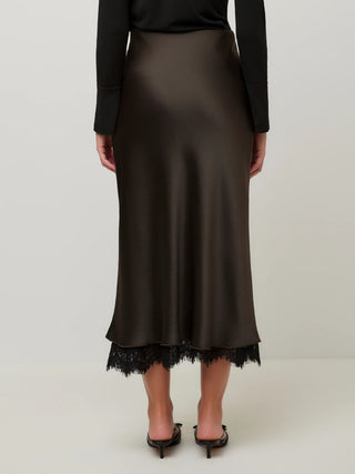 Mia Lace Trim Bias Midi Skirt