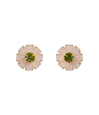 Emeline Flower Studs - Rose Quartz