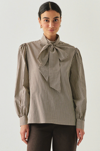 Indigo Striped Cotton Blouse