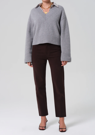 Caia High Rise Straight with Clean Hem - Barrister