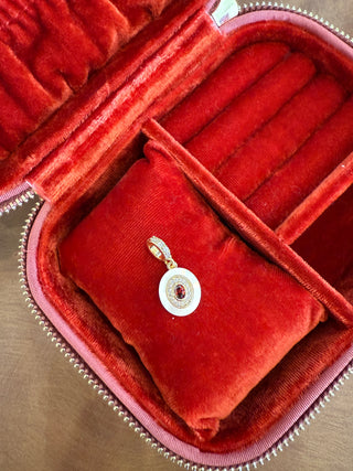 MOP Small Oval Ruby Coin Charm