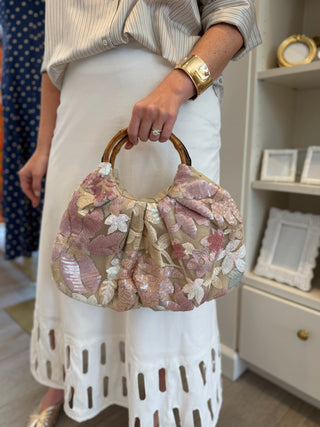 The Faye Handbag - Natural/Pink