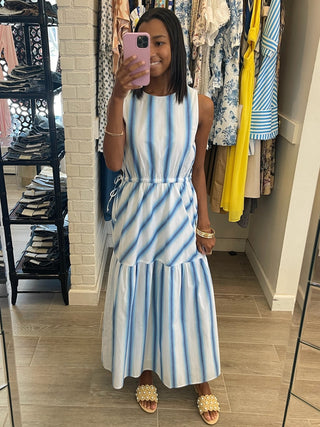 Bran Midi with Tie - Blue Stripe
