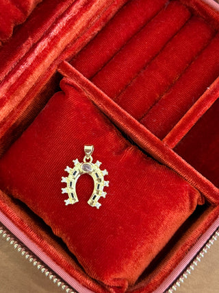 Gemstone Horseshoe Charm