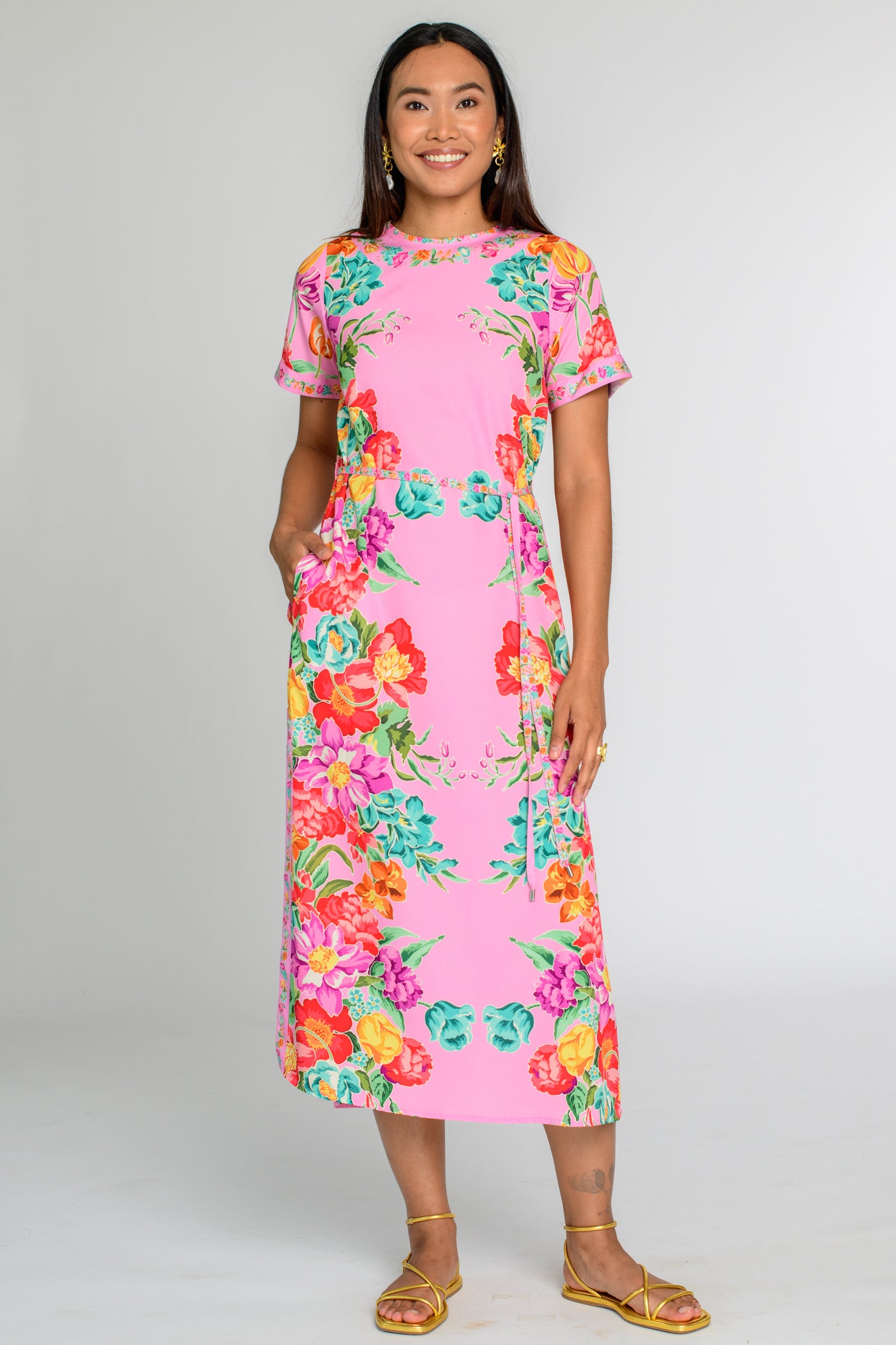 tulip midi dress Sylvie Satin Short Sleeve Tulip Midi Dress