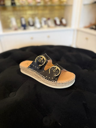 Candy Espadrille Slide - Black