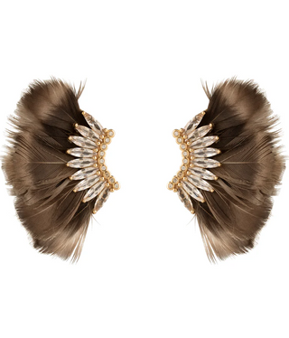 Luxe Mini Madeline Feather Earrings- Brown