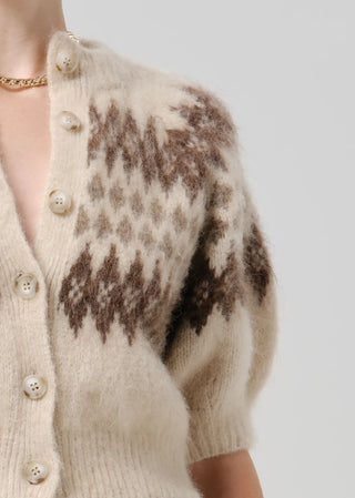 Molly Puff Sleeve Cardigan In Fairisle
