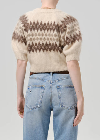 Molly Puff Sleeve Cardigan In Fairisle