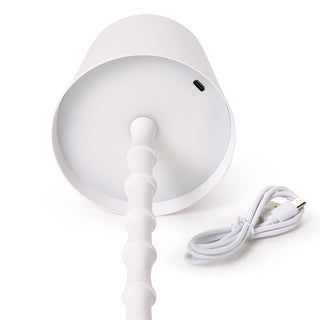 LED Portable Cordless White Bamboo Table Lamp