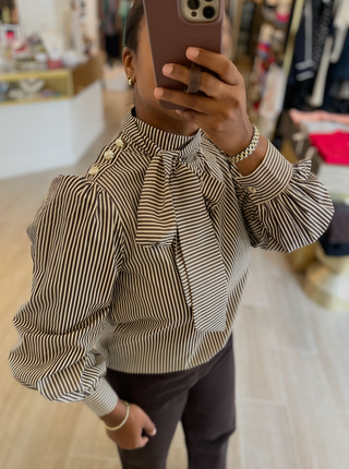 Indigo Striped Cotton Blouse