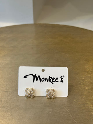 Crystal/Gold Clover Stud Earring