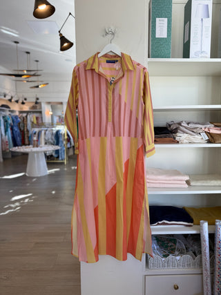 Brussels Long Kurta - Red Stripes