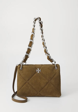 Kira Diamond Quilt Suede Small Shoulder Bag